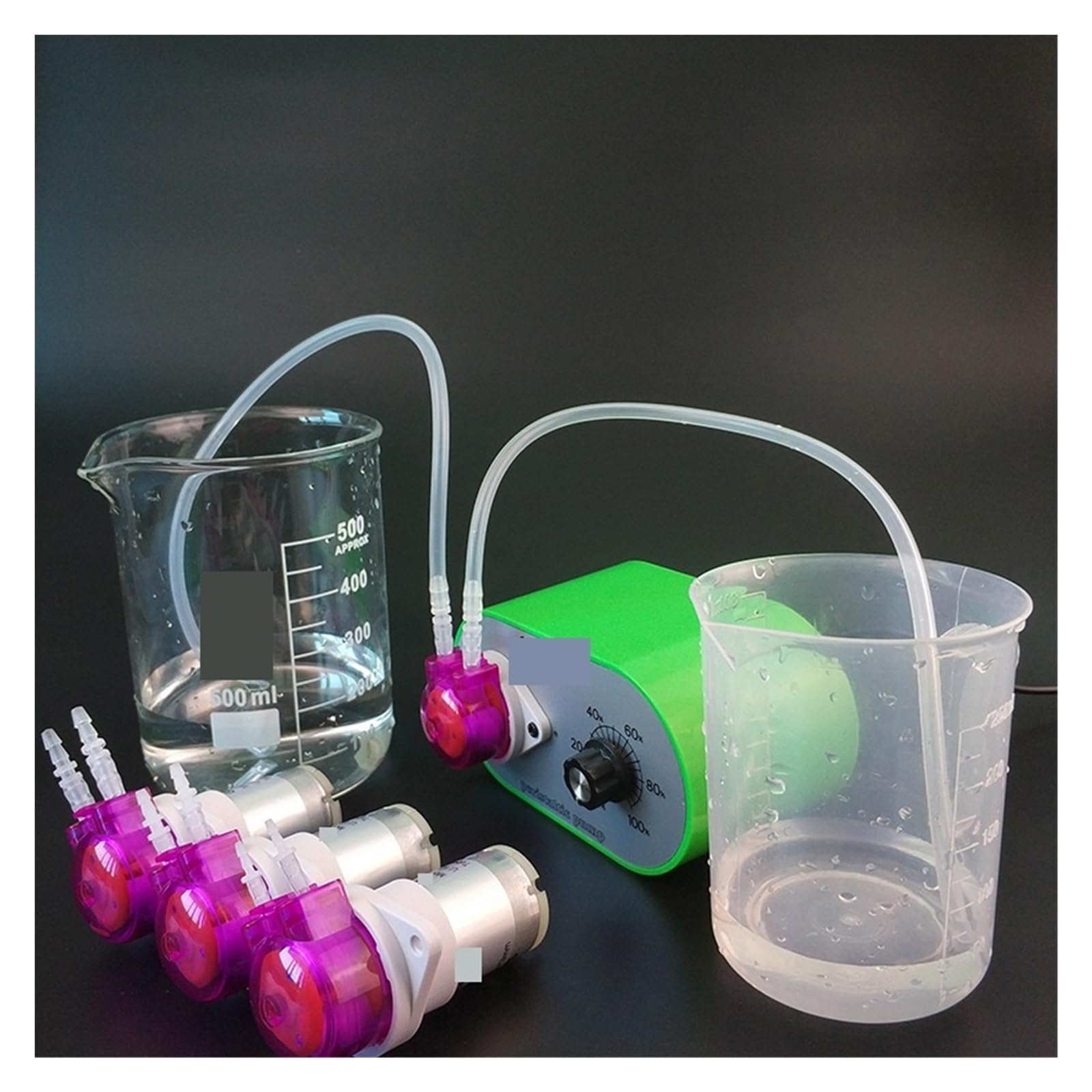 2 mini pompe peristaltiche, dosatrici, autoadescanti liquidi, tubo in silicone per acquario, serbatoio, laboratorio, analisi chimica (24 V, 1 x 3)