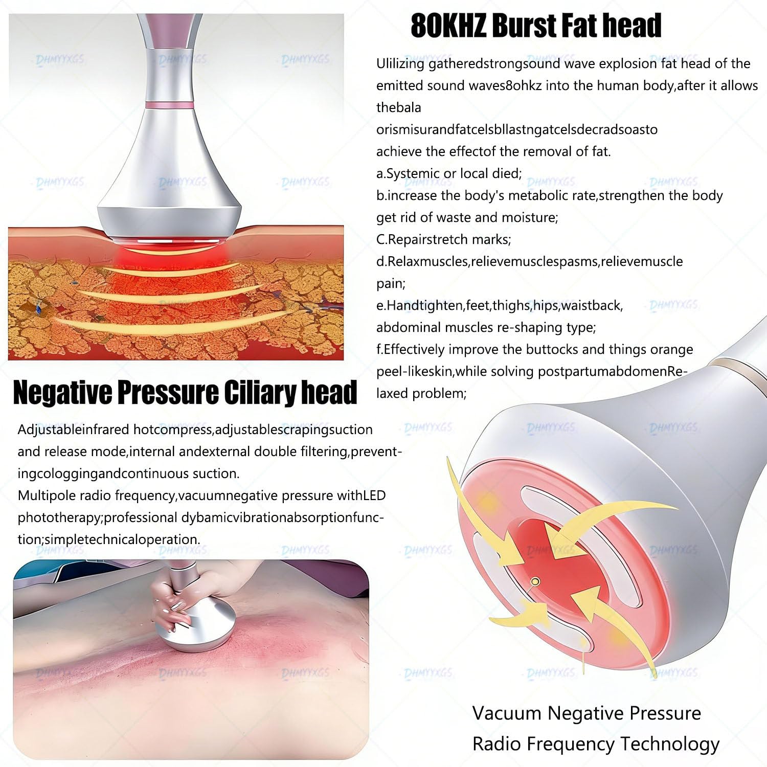 Radiofrequenza Viso E Corpo,Crioterapia Macchinario,9 in 1 80KHZ Cavitazione Sottovuoto,Brucia Grassi/Rimozione Cellulite/Ringiovanimento Pelle,Microcorrente & Fotoringiovanimento