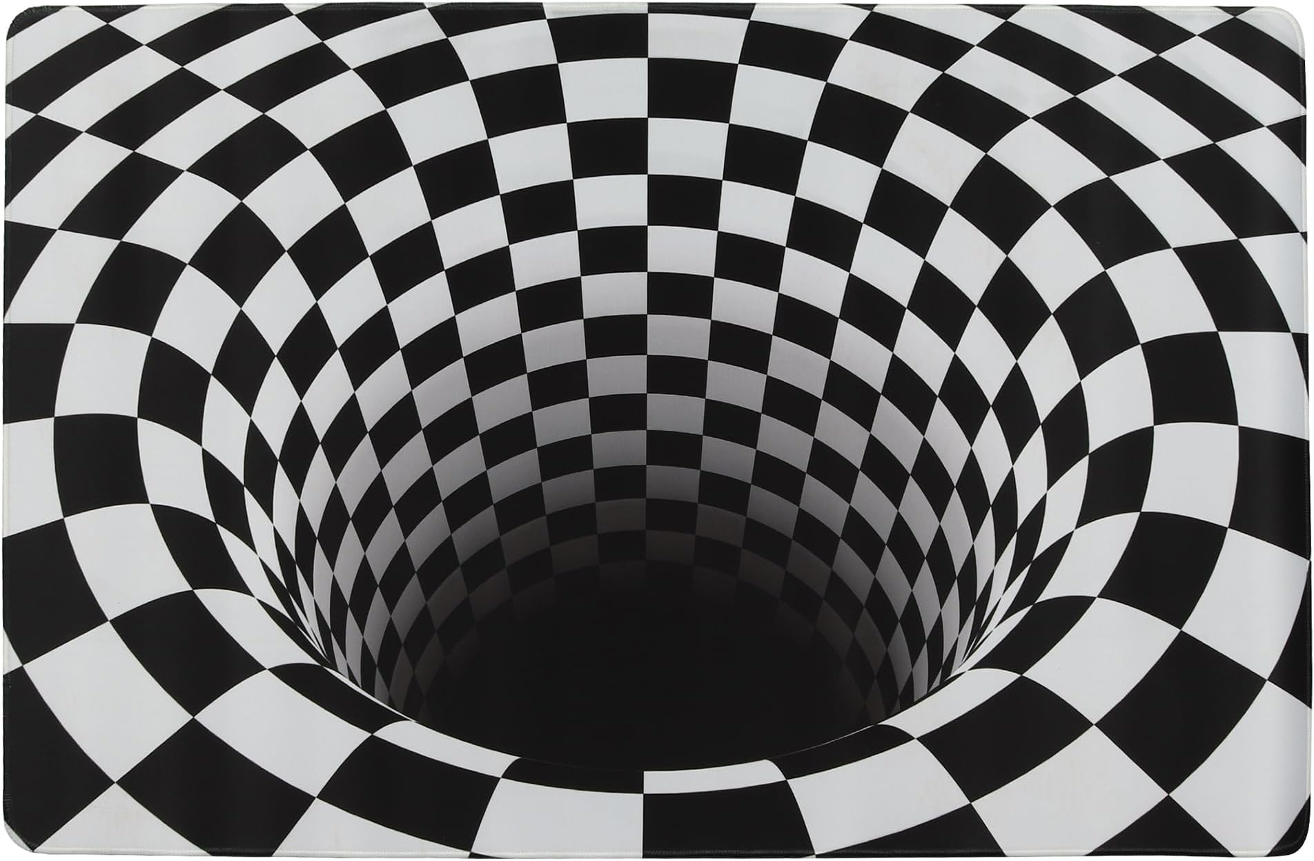 3D Optical Illusion Rug - Vortex Illusion Floor Mat for Door Entrance, Bathroom, Stairs, playroom, Living Room, or Area (Black and White, 26.5 x 17 Inch)