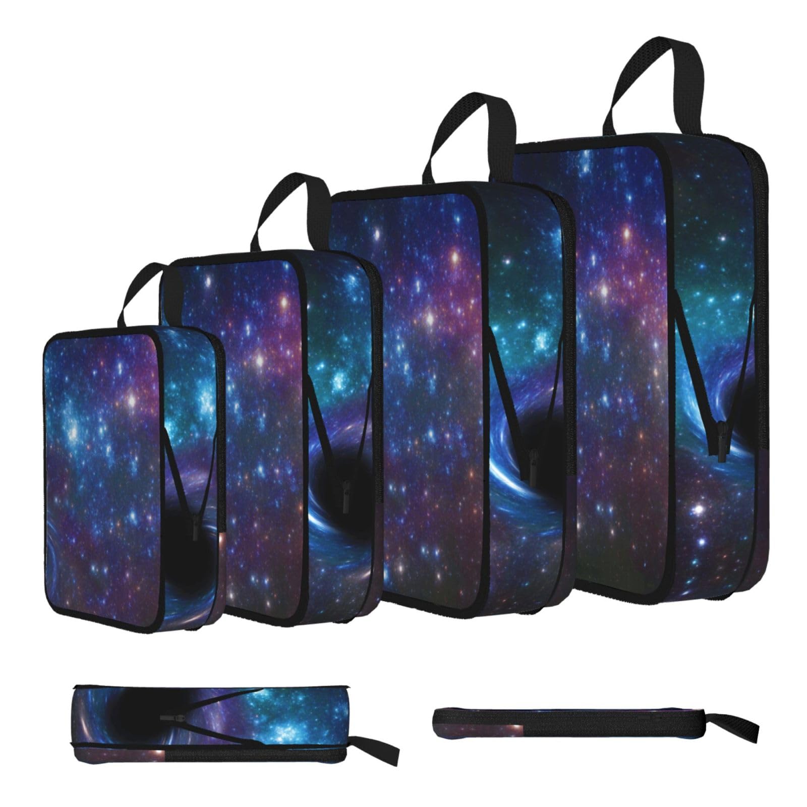 Galaxy Print 4 Set Compression Packing Cubes For Suitcases,Expandable Storage Bags Organizers