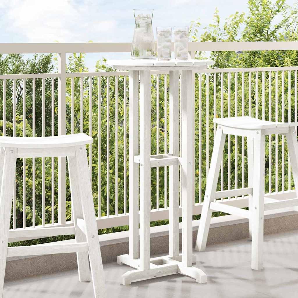SXZenSpace White Round Bar Table 55 x 107 cm Polyethylene Weather-Resistant Outdoor Bistro Coffee for Garden Patio Balcony