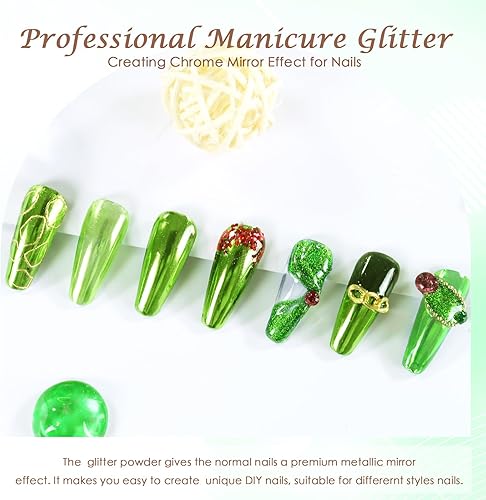 Miniatura 2 de Laza Polvo de uñas cromado, efecto espejo, polvo metálico, holográfico, brillantina, decoración de manicura, pigmento reflectante para bricolaje,