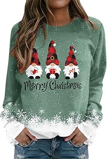Blusones Mujer,Camisetas Tirantes Mujer,Sudadera con Estampado navideño para Mujer, Sombrero de Cristal, Sudadera de Manga Larga, Blusa Informal, Jersey de Temperamento, Top Sudadera Amorosos Mujer