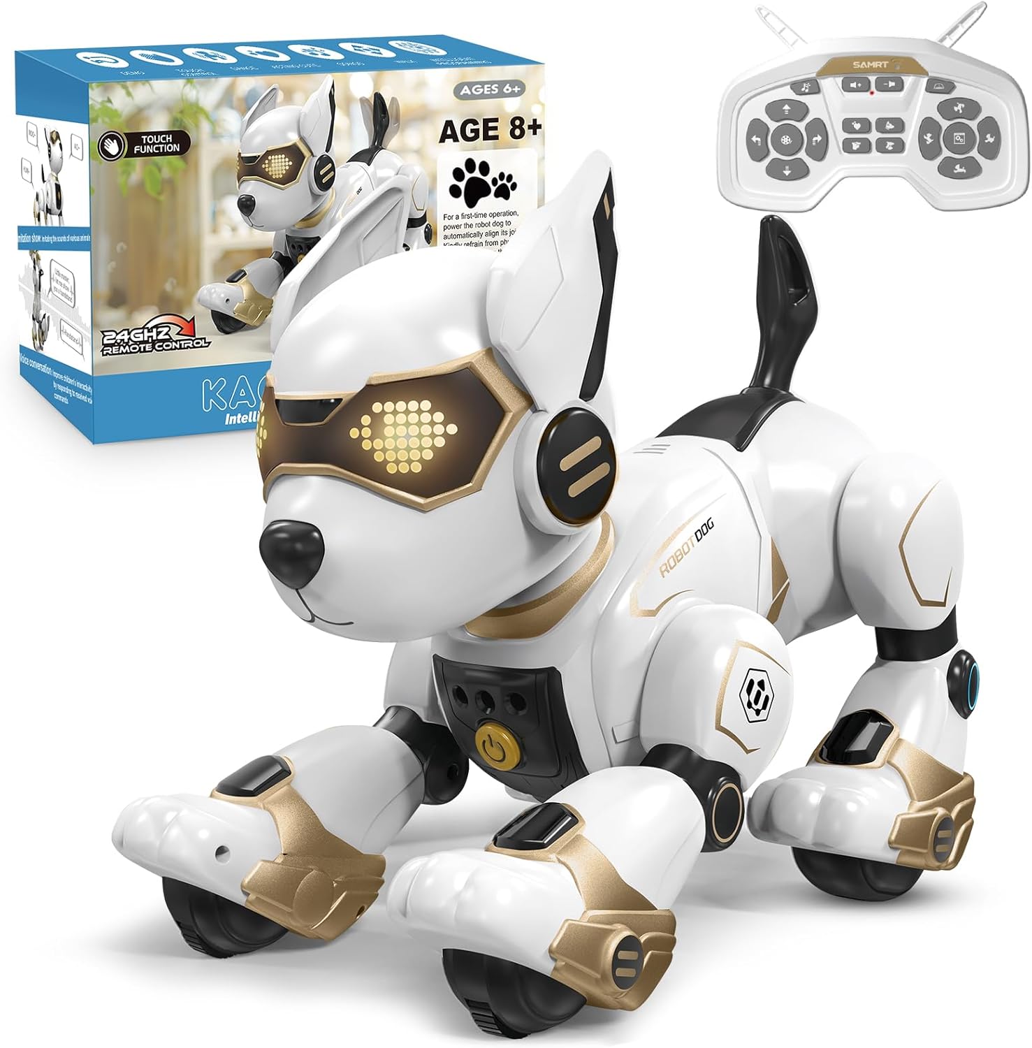 okk Robot Dog for Kids, Remote Control Dog and Touch Voice Interactive, Programmable Robot with lmitation Show, Sing Dance Electronic Pet, Smart Gesture Sensing Puppy Gift for Boys Girls