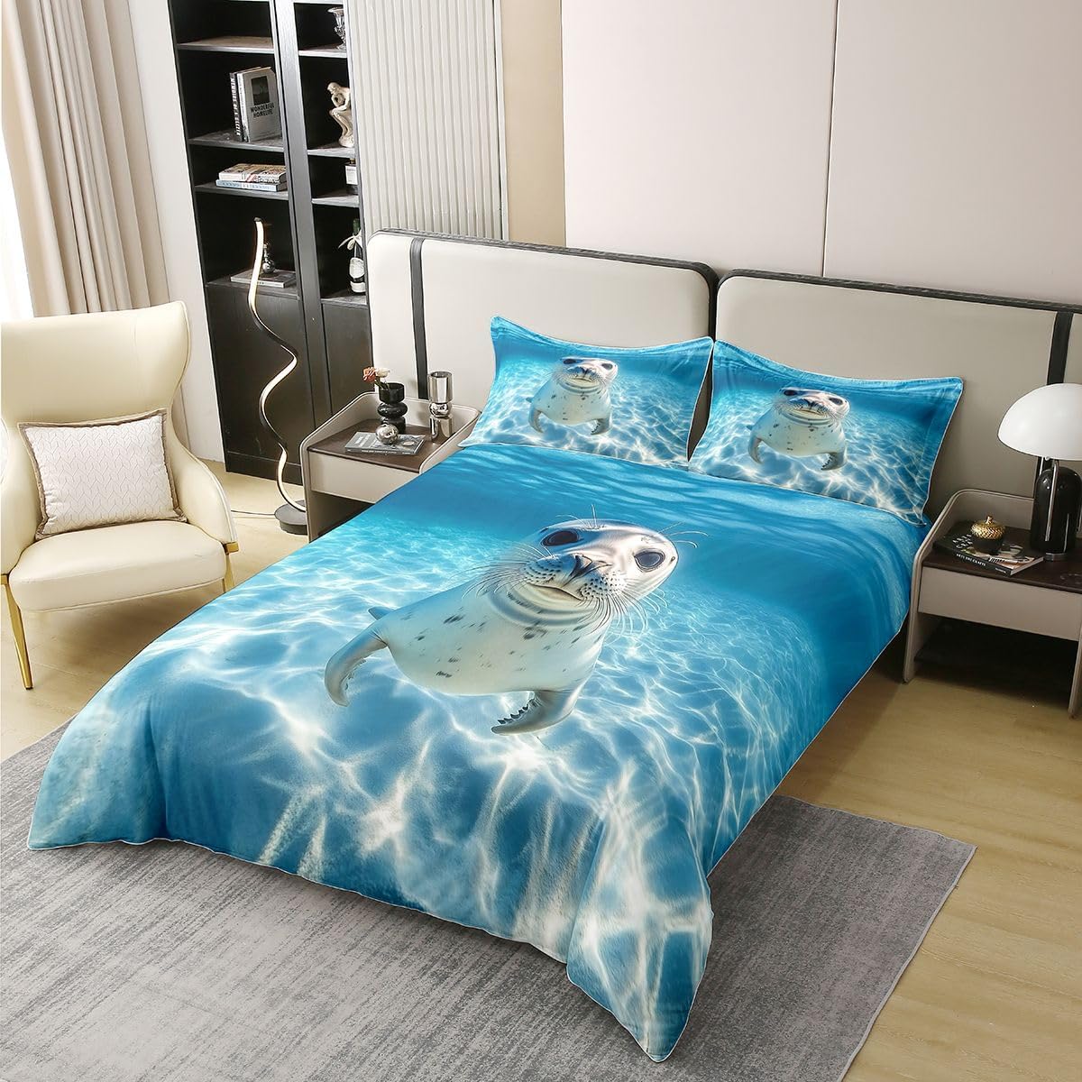 Feelyou Cute Sloth Duvet Cover 100% Cotton Full Size Kawaii Animal Comforter Cover for Boys Girls Wild Animal Bedding Set 3Pcs Wildlife Room Decor Breathable Soft Lightweight Microfiber