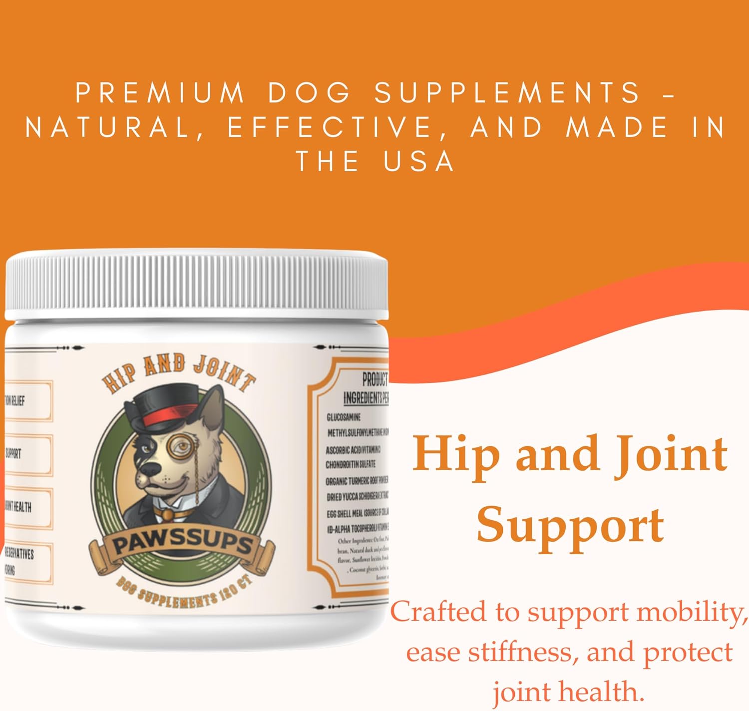 Hip & Joint Support for Dogs – Glucosamine, Chondroitin, MSM & Turmeric for Mobility, Flexibility & Joint Pain Relief – Daily Soft Chews for Senior & Active Dogs – 120 Count