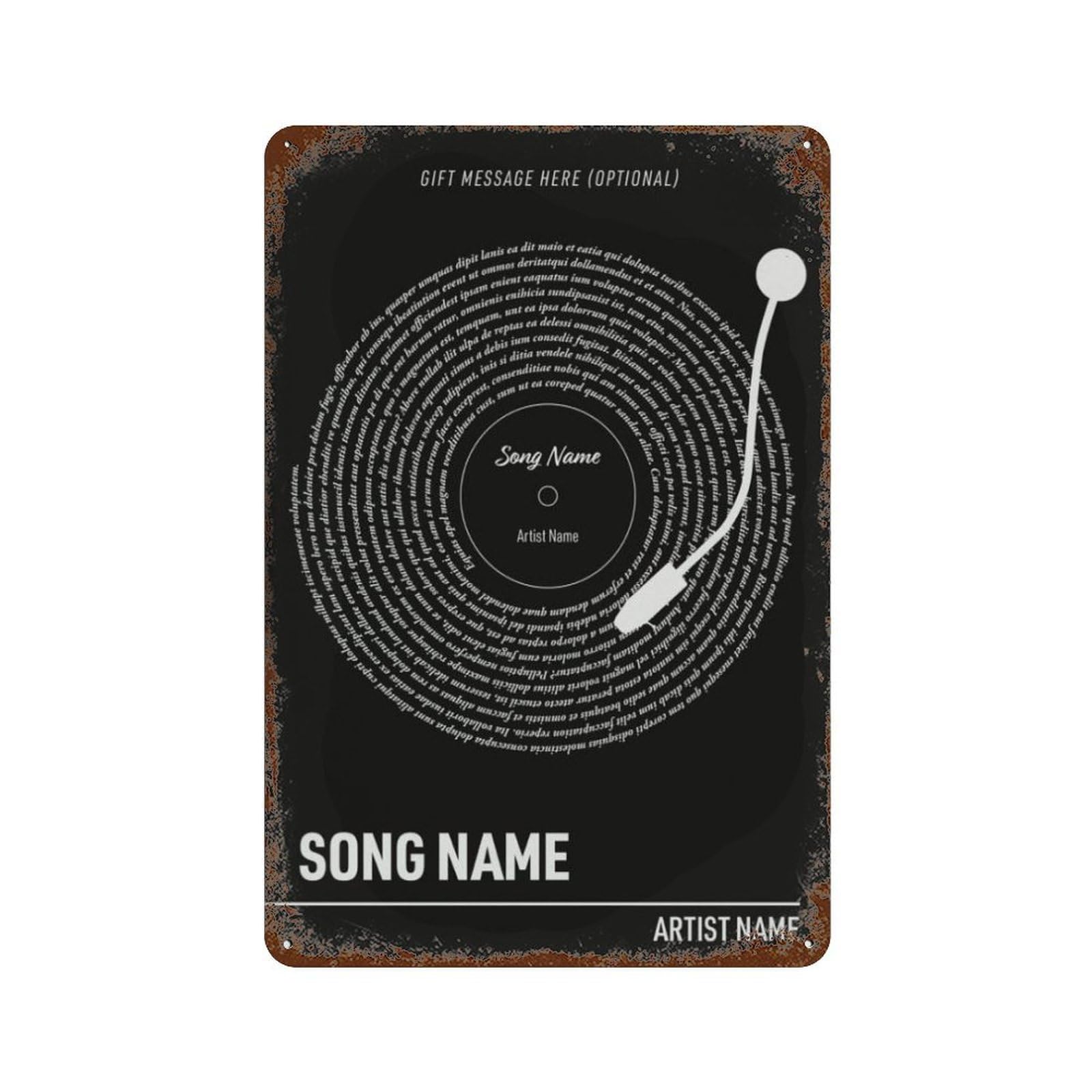 xiaoxiaoshen Song Lyrics Custom Black Vinyl Record, Music Gift, First Dance, Wedding Wall Decor Art Metal Tin Poster Modern Home Decor Art Home Bar Shop Decorations Vintage Sign 30x20cm