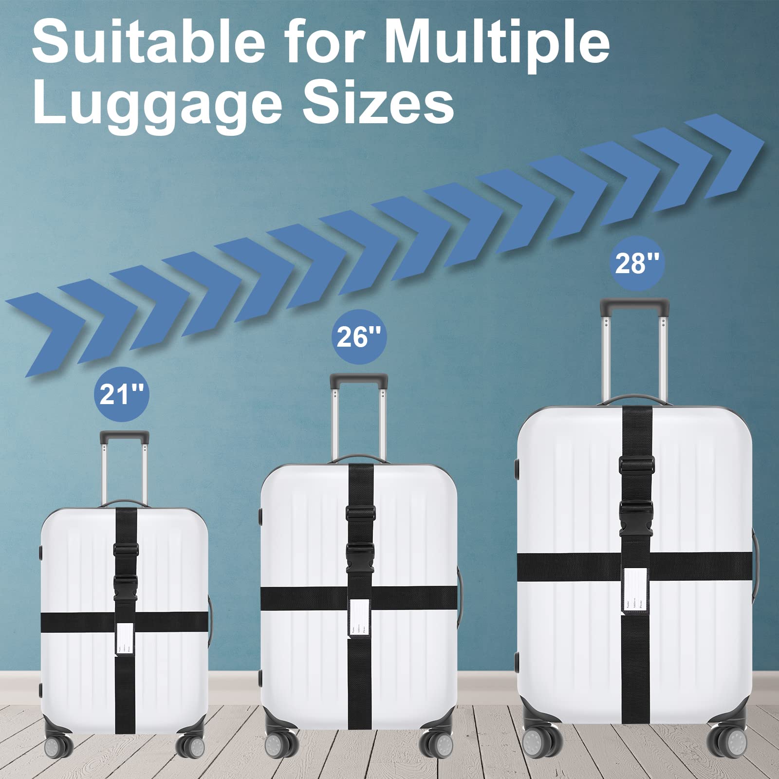 Accessori Viaggio Fissaggio Valigie VEGCOO Cinghie Per Valigia, 4 Pezzi, 2 Etichette Per Valigia, Blu Scuro Accessori Viaggio Bagagli