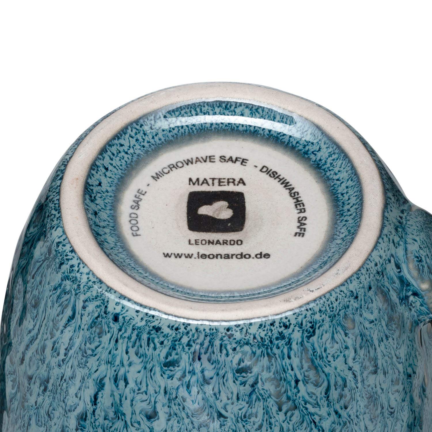 Leonardo Matera 018548 - Set di 6 tazze da caffè in ceramica, lavabili in lavastoviglie, 6 tazze da tè resistenti al microonde, 430 ml, colore: Blu