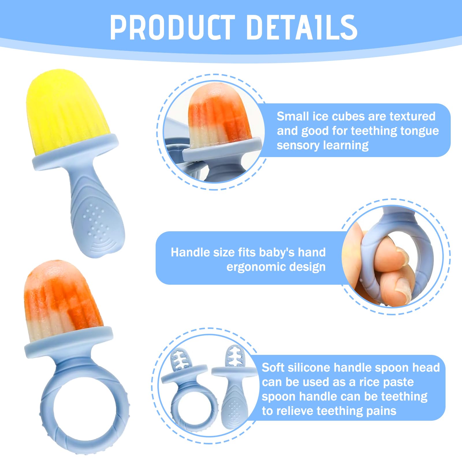 Molde Helado para Bebé, 6X 17ml Mini Moldes Helados Niños Moldes Pequeño Helados y Polos de Silicona Libre de BPA, Fáciles de Limpiar, Ideales para Puré de Frutas y Leche Materna