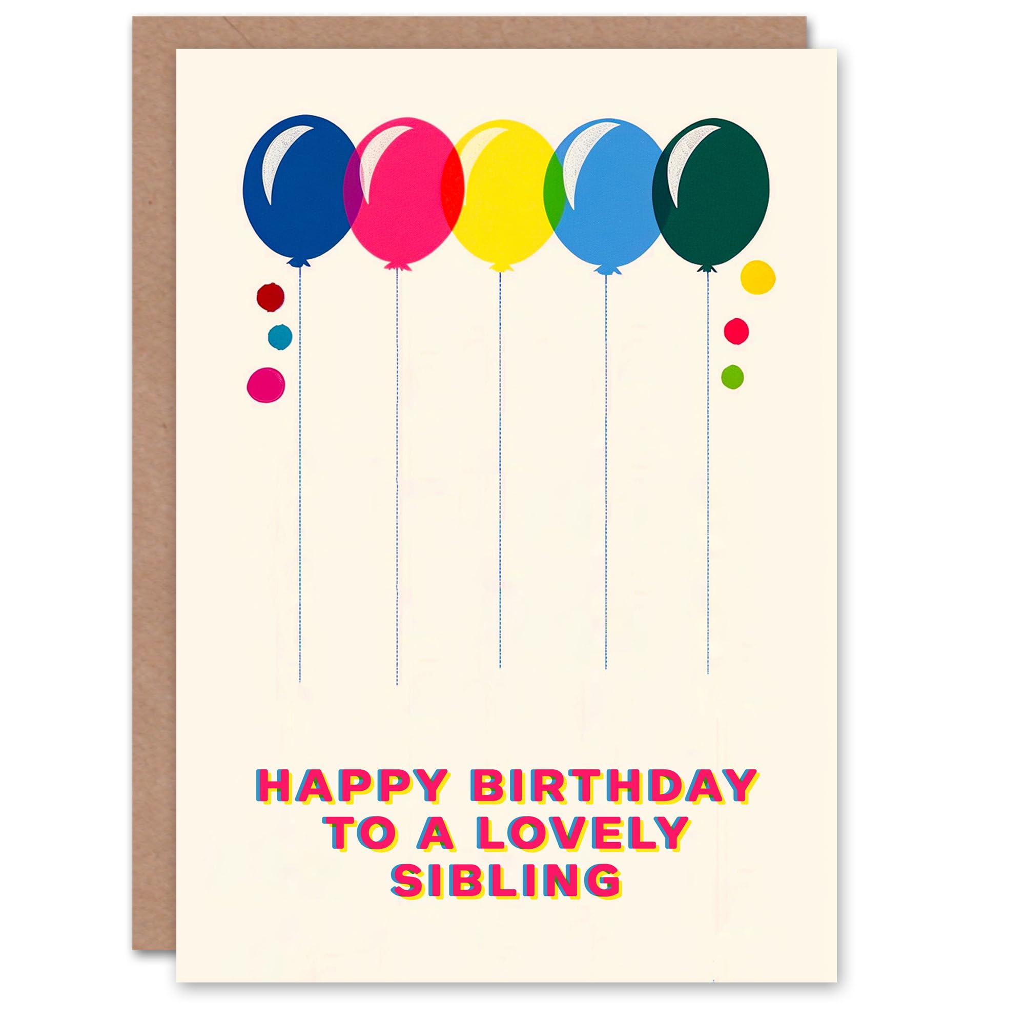 Artery8 Happy Birthday to a Lovely Sibling Colourful Balloons Rainbow Non Binary Gender Neutral Card