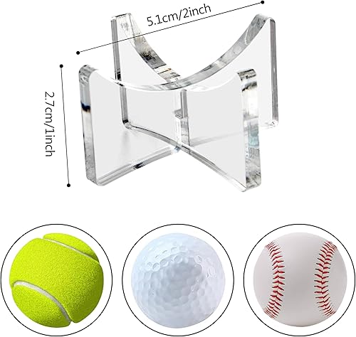 Miniatura 2 de Soportes de béisbol acrílicos para exhibición de recuerdos de bola, exhibición de softbol, estante de exhibición de tenis (1.97 x 1.1 pulgadas,