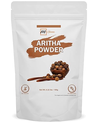 Polvo de aritha 100% puro  Jabón en polvo para lavar el cabello, champú y acondicionador de bricolaje, 0.22 libras  100 GMS