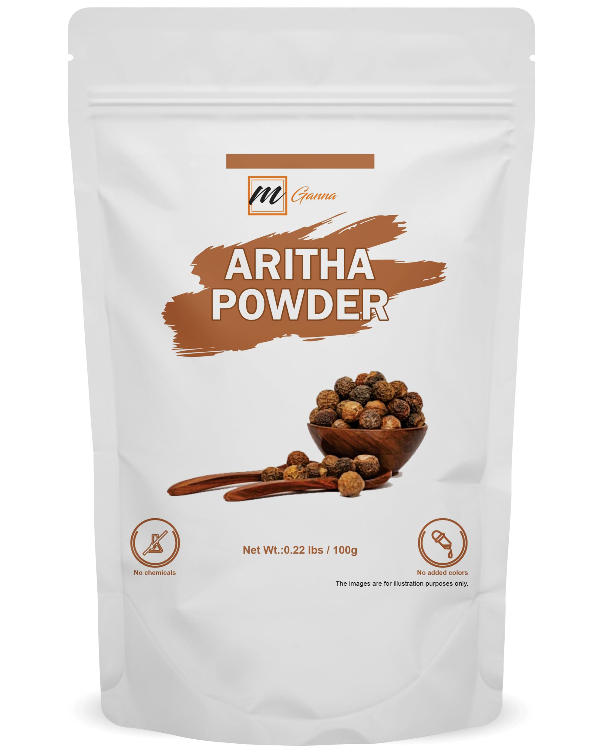 mGanna 100% Pure Aritha Powder | Soap Nut Powder For Hair Wash DIY Shampoo & Conditioner 0.22 LBS / 100 GMS