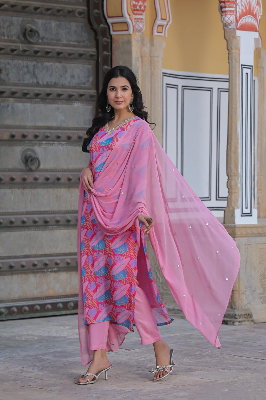ANNI DESIGNER Kurta da donna in misto cotone con palazzo
