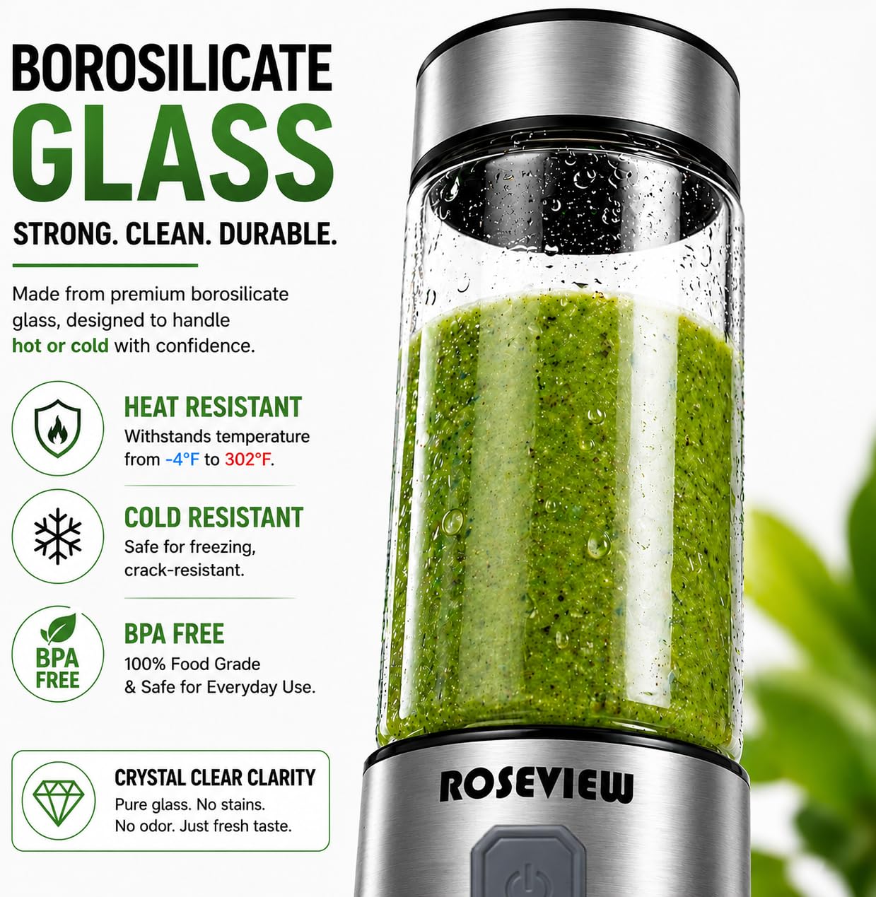 Tragbarer Smoothie-Mixer, Glasflasche, Mini-USB, wiederaufladbar, 2 Batterien, Hand-Shakes, Mischbecher, USB-Entsafter, kabellos, persönlicher Smoothies-Mixer
