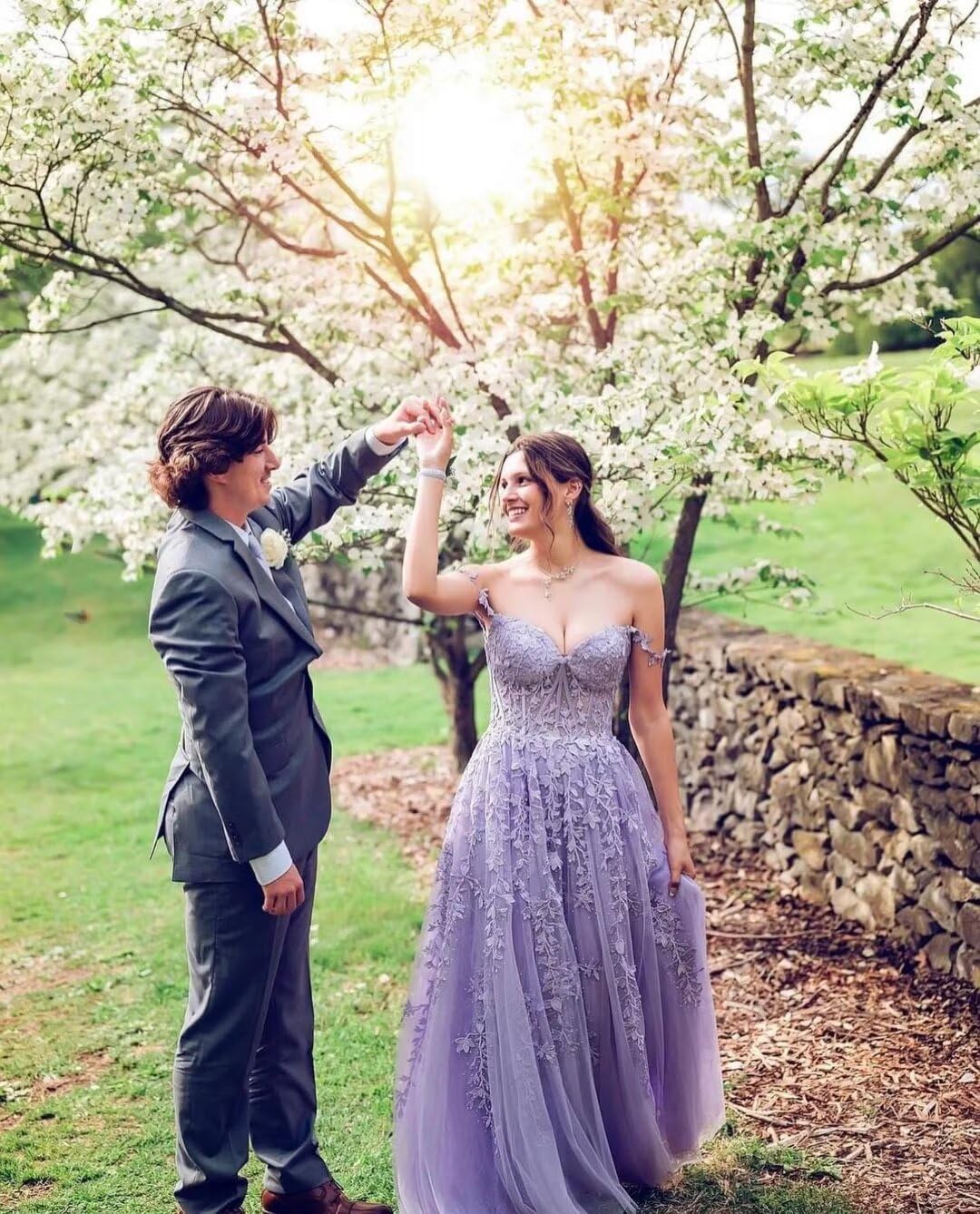 WilFiks Lace Applique Tulle Corset Prom Dresses 2026 Long with Slit Spaghetti Straps Wedding Dress Ball Gown for Women Formal