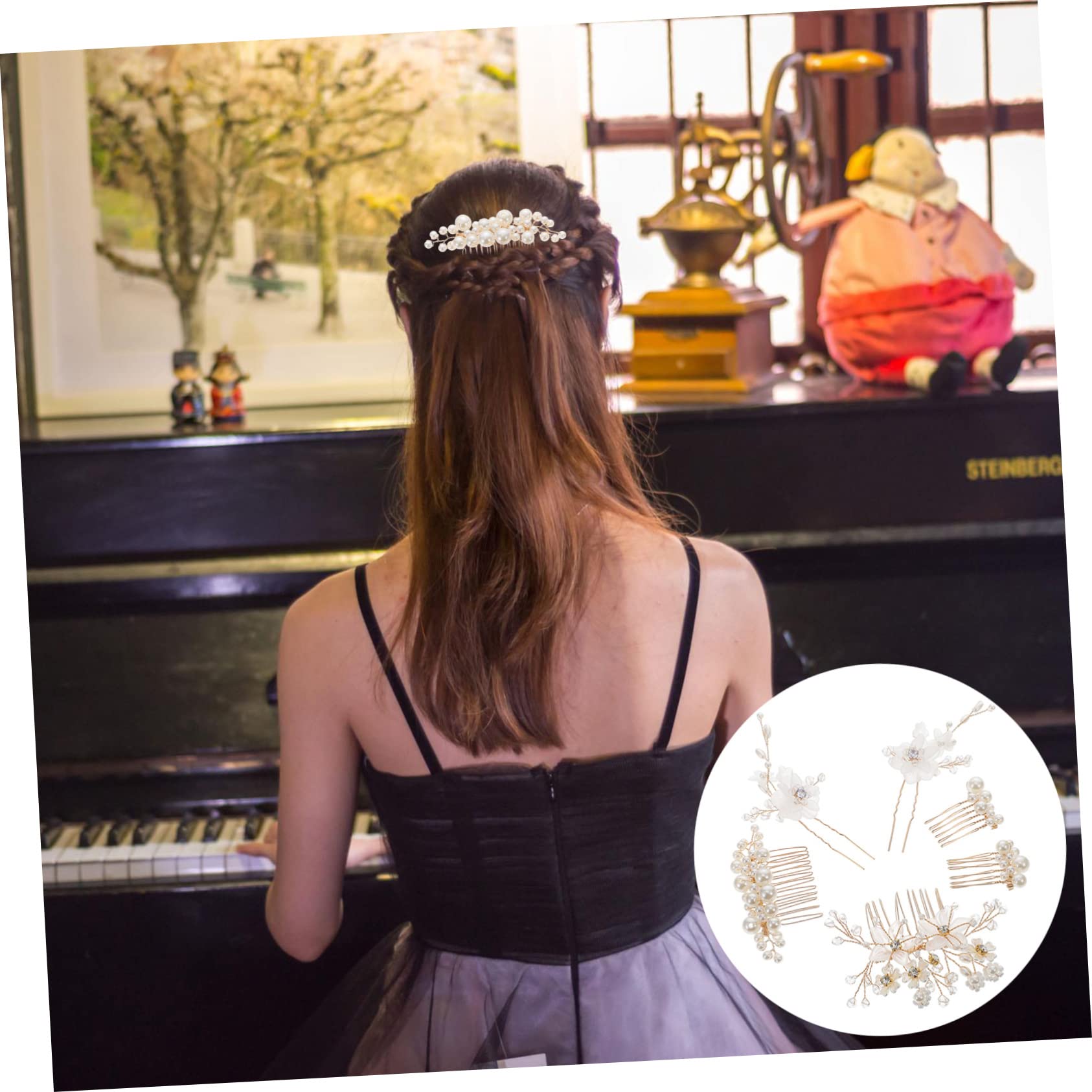 FRCOLOR 18 Stk Braut Hochzeit Tiara Haarkämme Aus Kristallperlen Haarseitenkammclips in U-form Braut Haarnadeln Strass Schmuck Brautjungfer Kupferdraht Europäisch Und Amerikanisch
