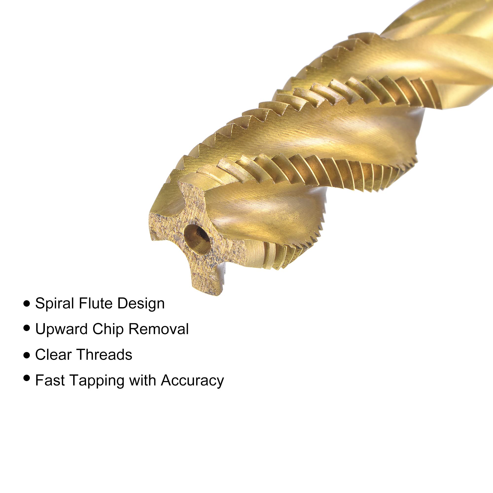 sourcing map Espiral Flauta Roscar Macho M14 X 1.5, Métrico HSS (Alta Velocidad Acero) Titanio Chapado Máquina Rosca Roscar Macho 4 Flautas Toque Herramienta H2 Tolerancia