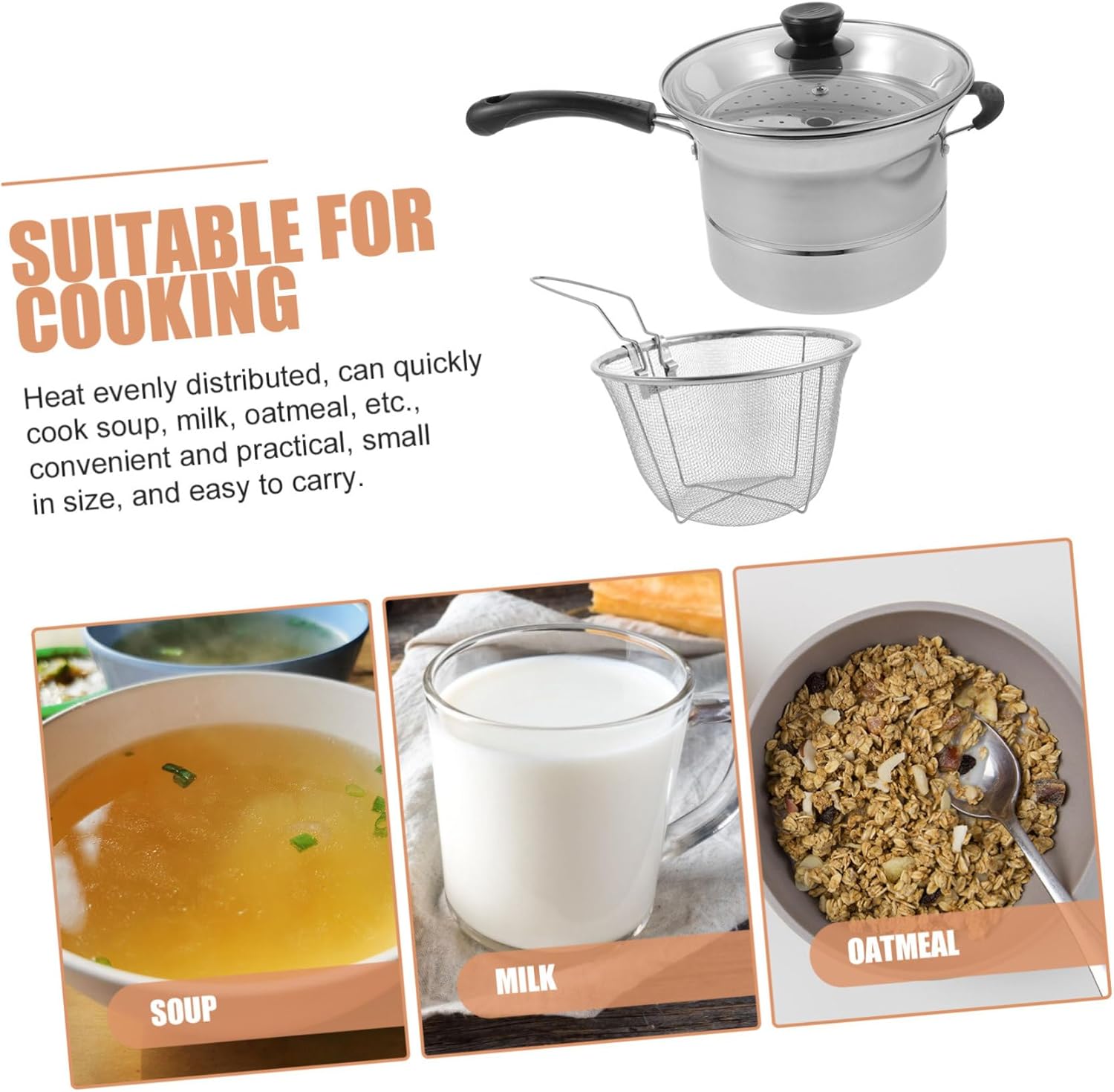 1set Stockpot Strainer Basket Pasta Strainer Noodle Basket for Boiling Deep Fryer Pot Pot Fry Steamer Multi-purpose Cooking Random Style