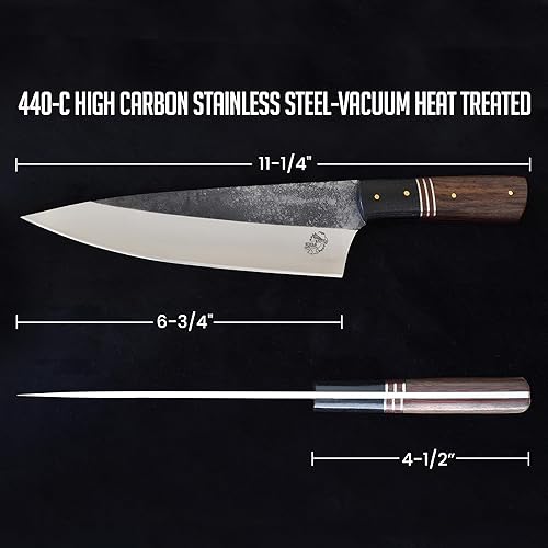 Miniatura 4 de Knives Ranch Cuchillo de chef de 11-14 pulgadas, acero inoxidable de alto carbono 440C, mango de palisandro con plata de níquel, cuchillo de cocina