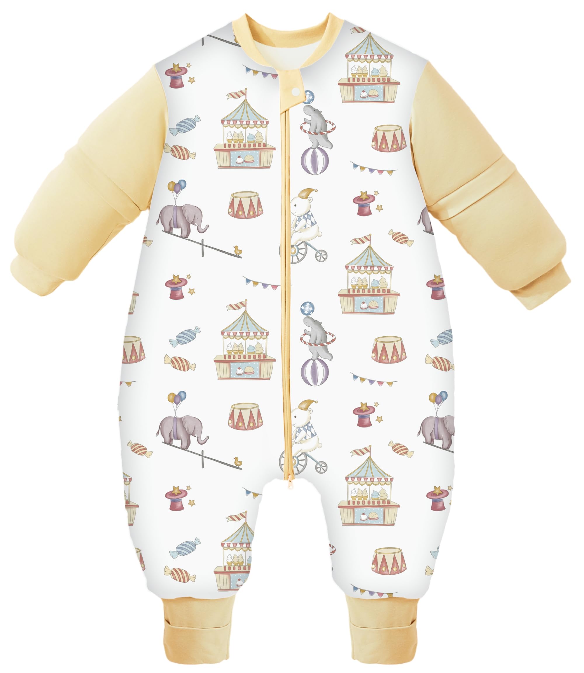 Chilsuessy Sleeping Bag with Feet,Sleeping Bag Baby Winter, Removable Sleeves,Toddler Sleeping Bag with Legs,Toddler Sleep Sack, Circus/3.5 Tog, 2-3 Years