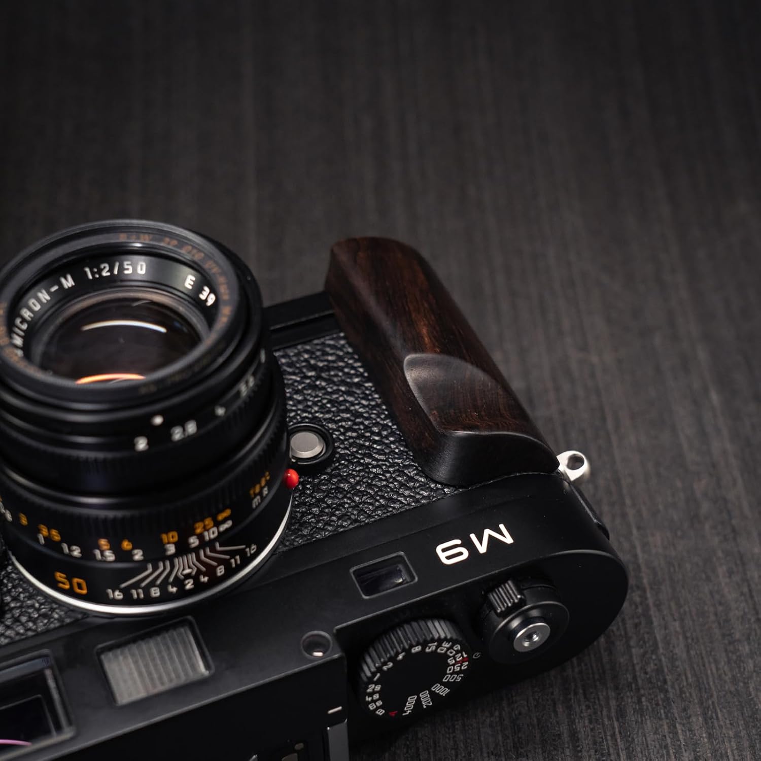 Wood Wooden QR L Hand Grip + Aluminum Baseplate for M8 M9 M8.2 MM Me220 Camera (Ebony + Silver Base)