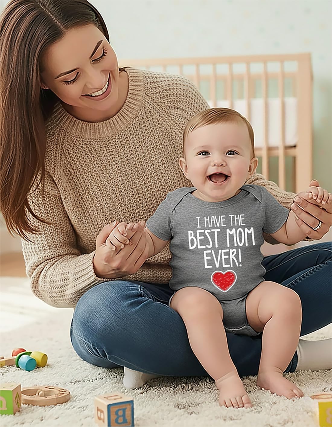 Tstars I Have the Best Mom Ever Baby Bodysuit - Cute Infant Outfit Gift for Baby Shower or First Mother's Day