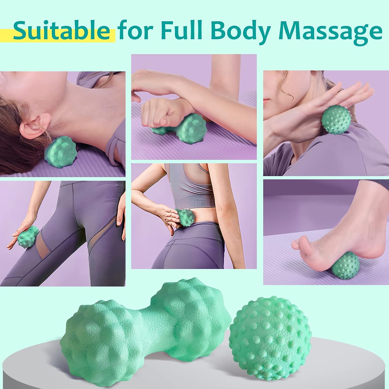 Massage Ball - Lacrosse Yoga Massage Therapy Ball, Double Massage Ball Roller for Deep Tissue, Trigger Point Therapy, Myofascial Release, Muscle Knots, Muscle Tension Sore : Health & Household