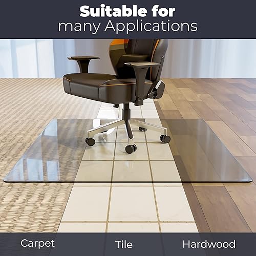 Miniatura 3 de Alfombrilla de vidrio templado para silla de corte personalizado  Tapete de vidrio transparente de 14 pulgadas de grosor con borde plano  Protege el