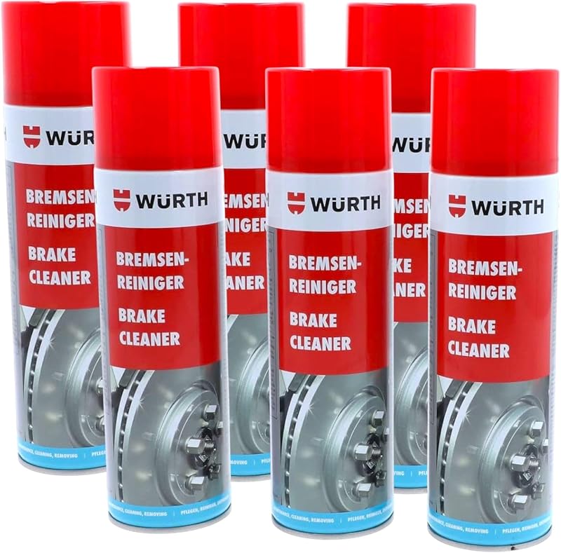 Wurth Limpiador de Frenos, Eliminador de Grasas y Residuos de Aceite, No Daña Plásticos, Secado Rápido, Sin Siliconas, Paquete de 4