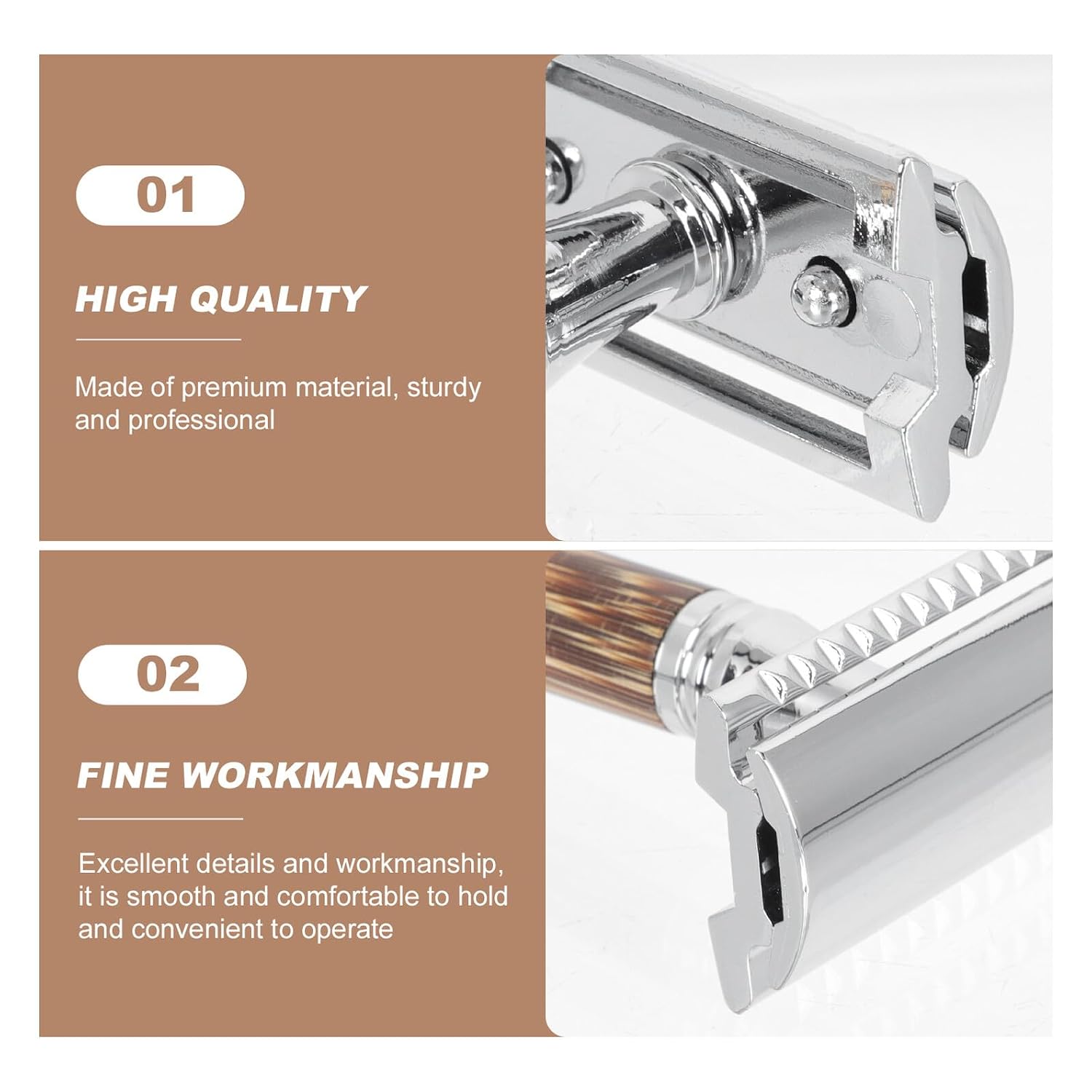 Double-sided Manual Safety Razor Portable Shaver with Handle Lightweight Beard Clipper for Men Smooth Skin-friendly Shaving at Home Barbershop