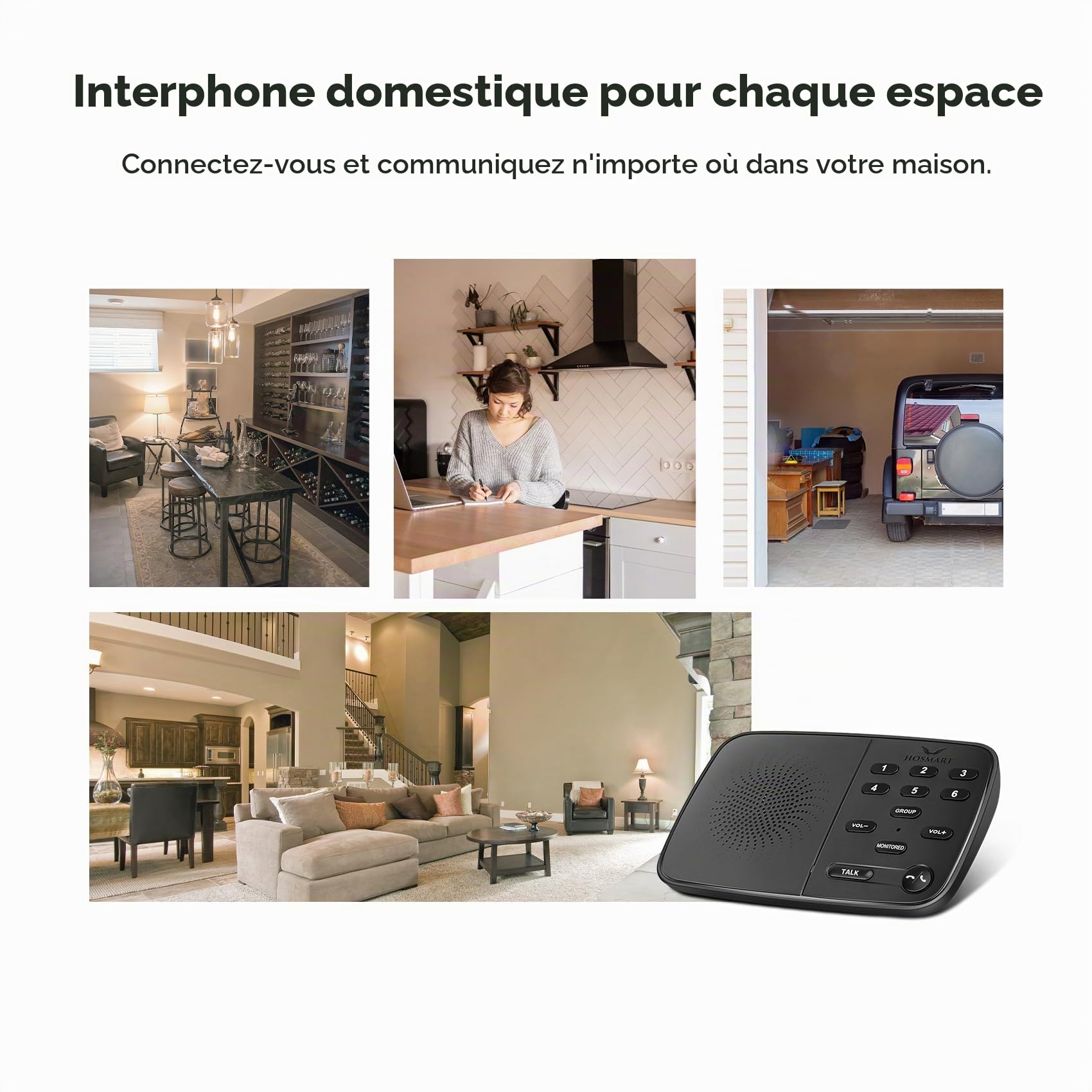 Hosmart Nouvel interphone sans Fil Duplex intégral amélioré, 2025 interphone bidirectionnel en Temps réel pour la Maison et l'entreprise avec Une portée Ultra Longue de 500 mètres