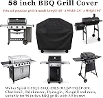 Couverture de grille, BBQ housse 58 inch, Étanche à l'eau BBQ Couverture de grille,UV Couverture de grille à gaz résistant, Durable et pratique,Résistant au jet,Couvertures de grille de barbecue noir,Fits Grills of Weber,Brinkmann,Char-Broil etc (58 De pouce)