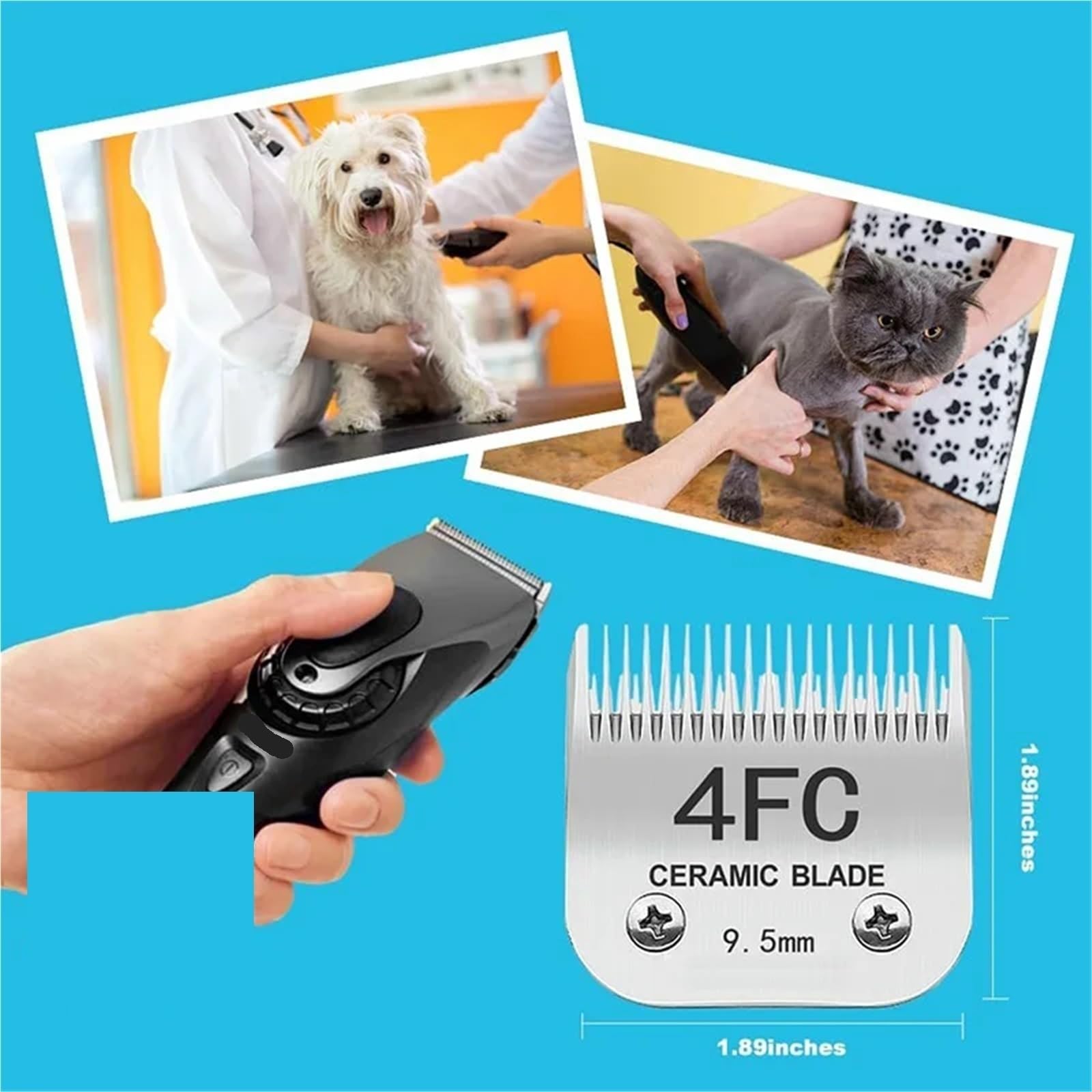Cortapelos for Perros 7FC 5FC 4FC 3FC 10 30 40 5/8, Ajuste De Cuchilla A5, Compatible con Andis, Compatible con Oster, Cabezal Cortador for Mascotas(3-4 HT)