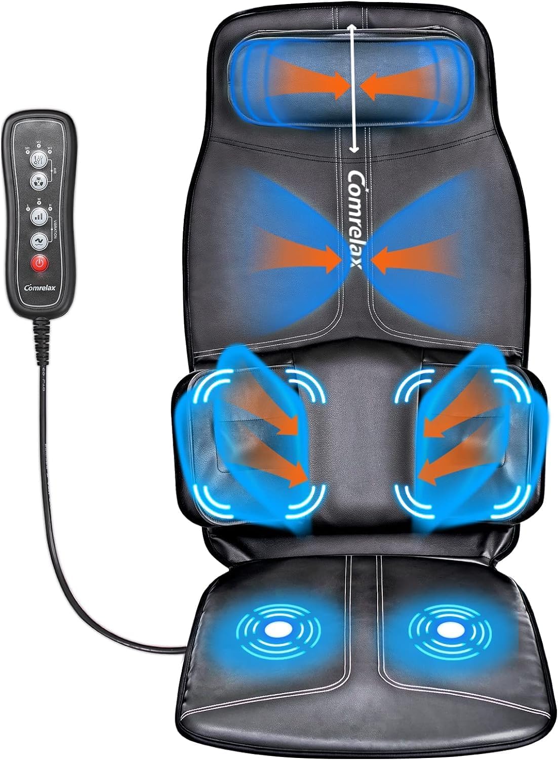 Back Massage Cushion with Compress, Vibration Seat Massage Chair Pad,3 Modes & 3 Intensities Back and Neck Massage for Muscle Fatigue Stress Relief
