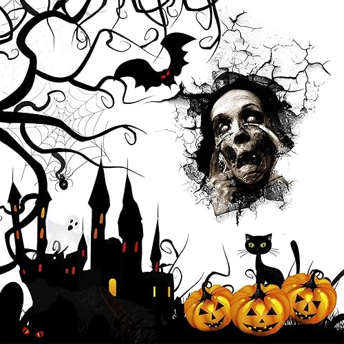 Miniatura 4 de Adhesivo de pared de terror extraíble 3D, papel tapiz de fantasma, zombi, Halloween, decoración aterradora para automóvil, hogar, oficina, bar,