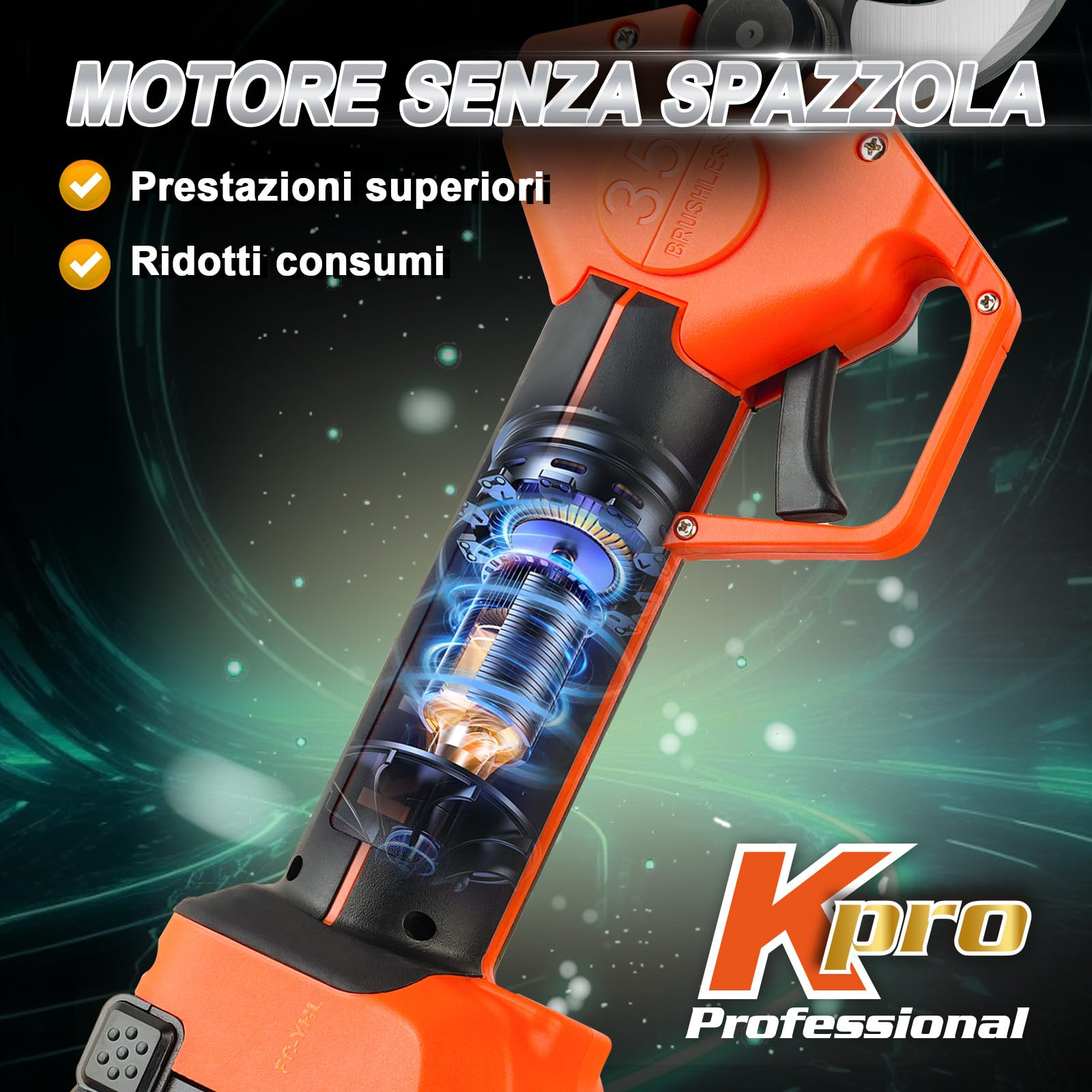 Kebtek Forbici Da Potatura 35mm Con 2 Batterie 4Ah Compatibili Con Asta | Per Frutteti E Potature Intensive, Compatibili Con Asta Per Raggiungere Rami Più Alti