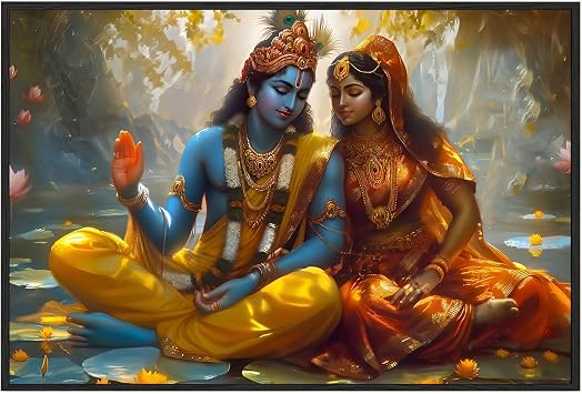 EUROTEX Vastu Radha Krishna Canvas Wall Painting Couple Room Spiritual Art for Bedroom & Gifting Without Frame and Only Canvas Roll