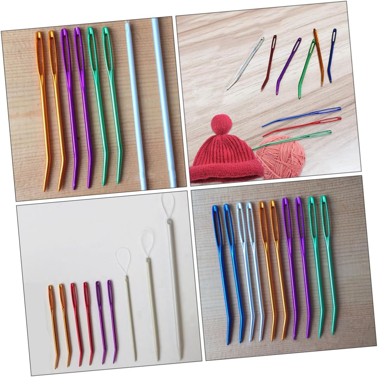 GRIRIW 12pcs Safety Yarn Needles Bent Darning Needles Mixed Colors Wear-Resistant for Knitting and Tapestry Crafts Random Color