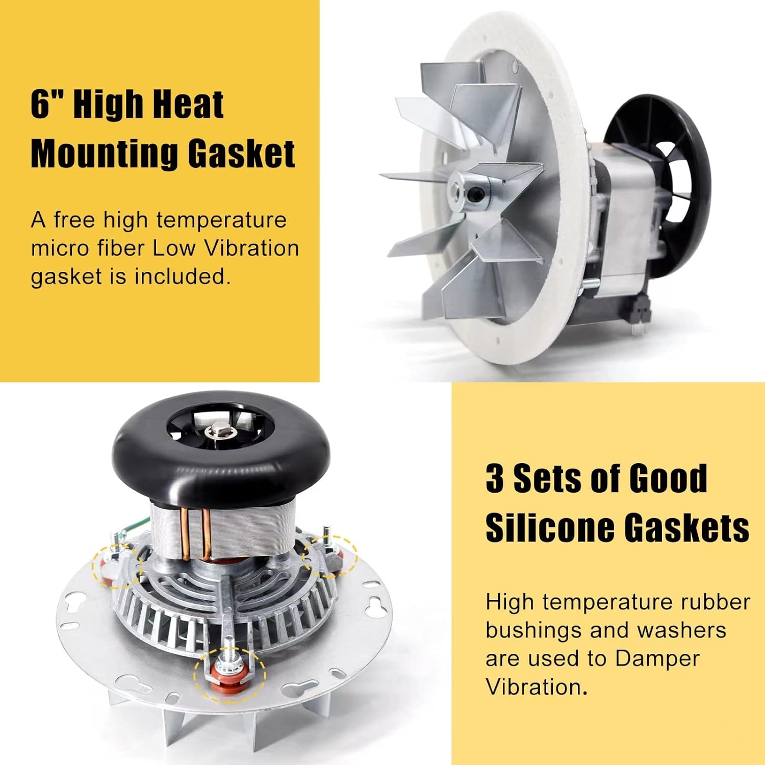 Adviace Replacement 812-3381 Exhaust Combustion Blower Motor & SRV230-1290 High Limit Switch for Quadrafire Classic Bay CB1200i Insert Pellet Stoves and Heatilator Eco Choice CAB50, PS50 Pellet Stove.