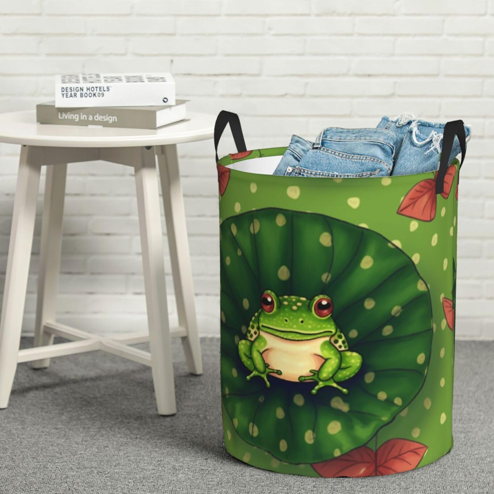Wäschekorb, Frosch, runder Wäschekorb mit Griffen, wasserdichte Aufbewahrung, Kleidertasche, tragbarer Aufbewahrungsbehälter für schmutzige Kleidung, Organizer für Schlafzimmer, Badezimmer, Wohnzimmer Küche, Haushalt & Wohnen