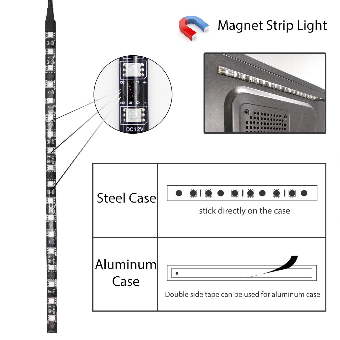 WOWLED RGB LED Strip Lights PC for Mid Tower Case Decoration