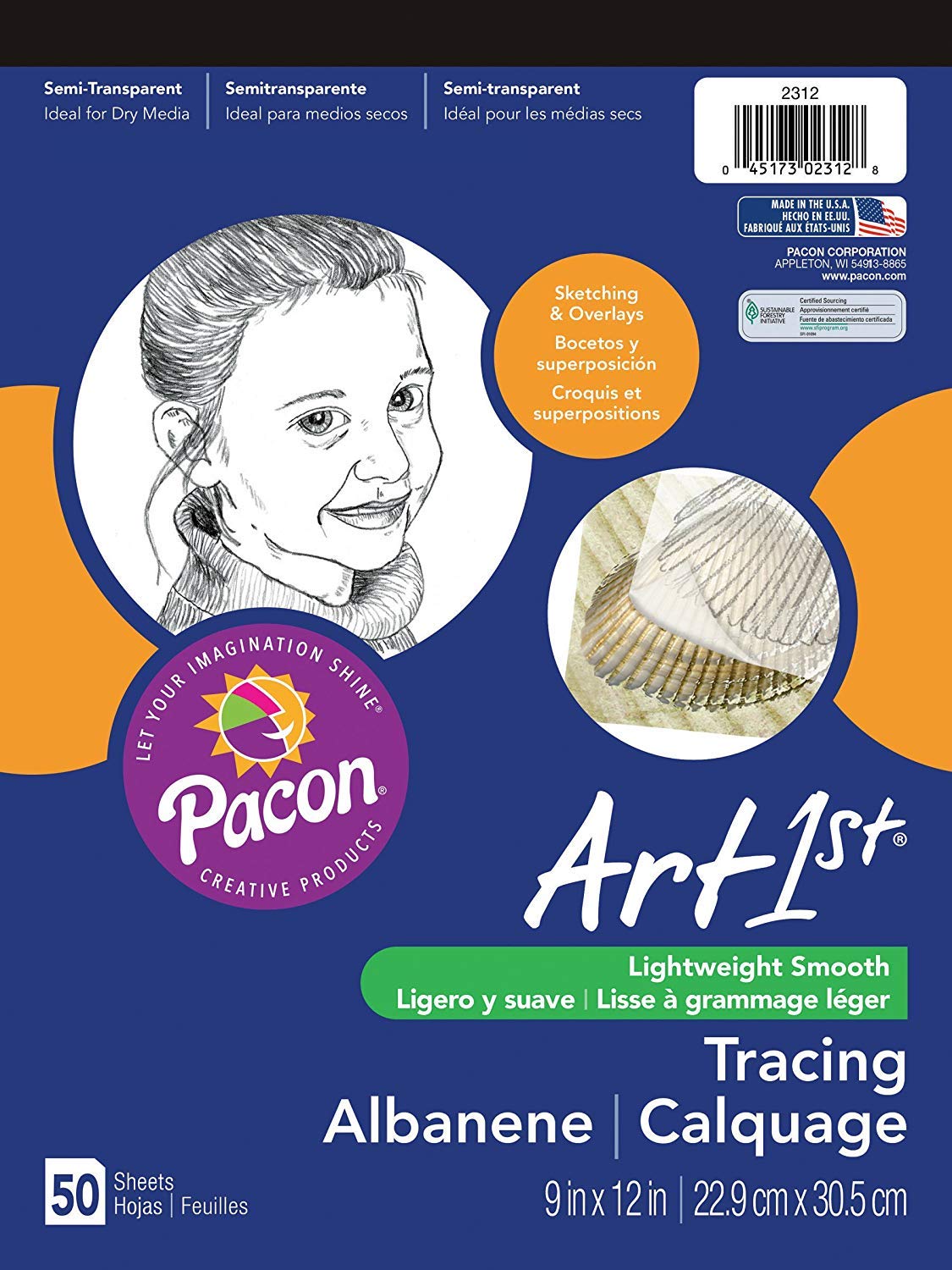 Pacon Art1st Tracing Paper Pad, 9 x 12 Inches, 50 Sheets (2312) (4) …