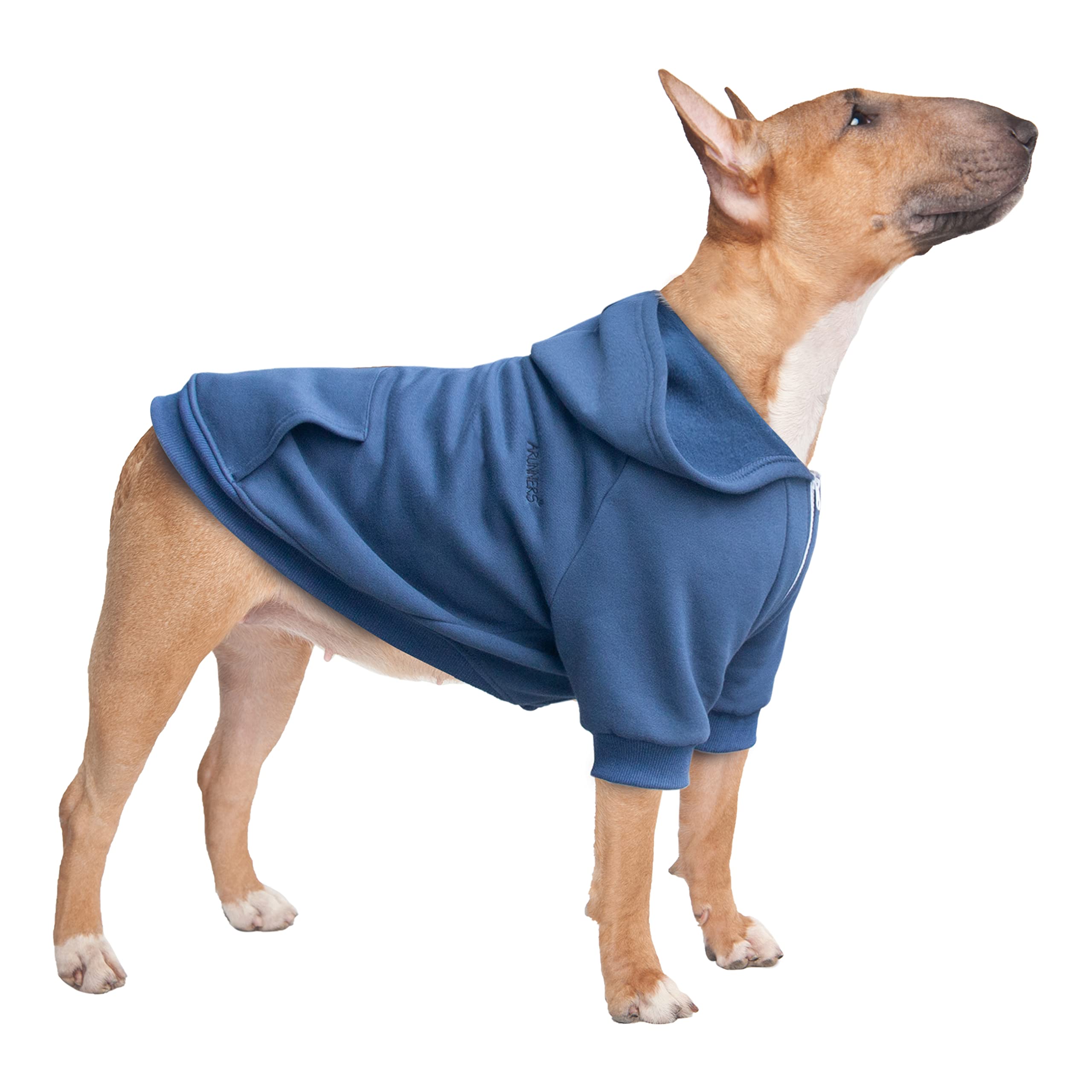 ARUNNERS Medium Dog Zipper Hoodies Clothes Zip Up Sweaters for Beagle Pitbull, Blue, 2X-Large