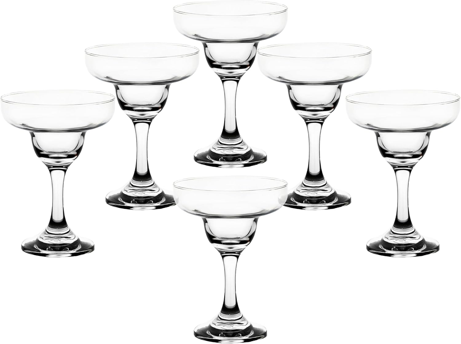 Elegant Margarita Glasses, 7 Ounce - Set of 6, Transparent Coupe Glassware - Crystal Clear Glass with Stem for Sparkling Wine, Cocktails and Mocktails - Bartender Glasses for Bar and Party