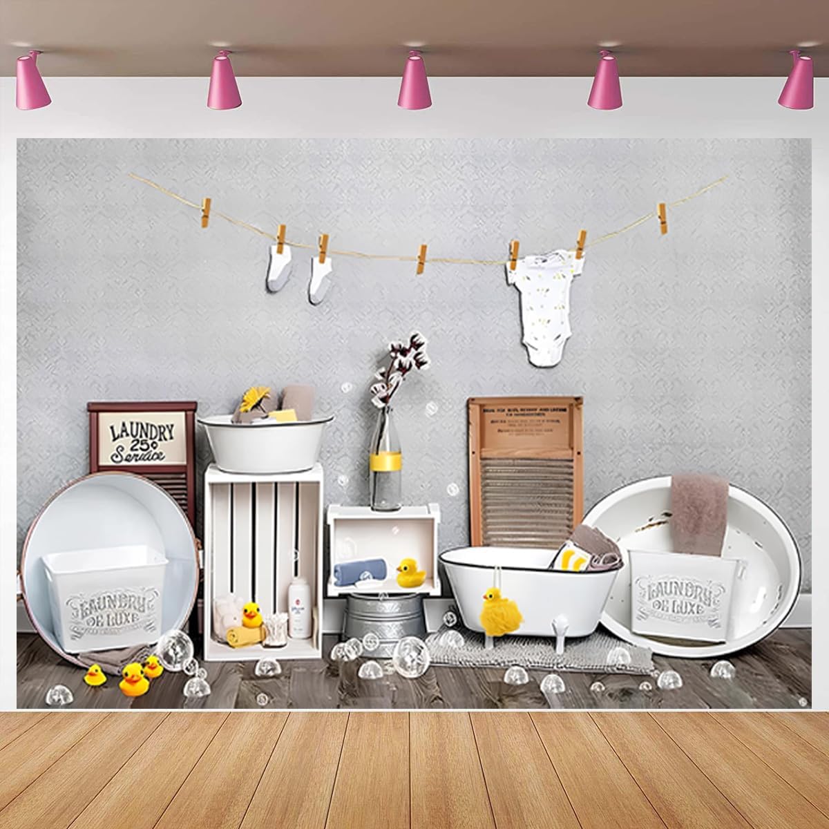 Amazon.com : Baby Shower Photography Background Little Yellow Duck ...