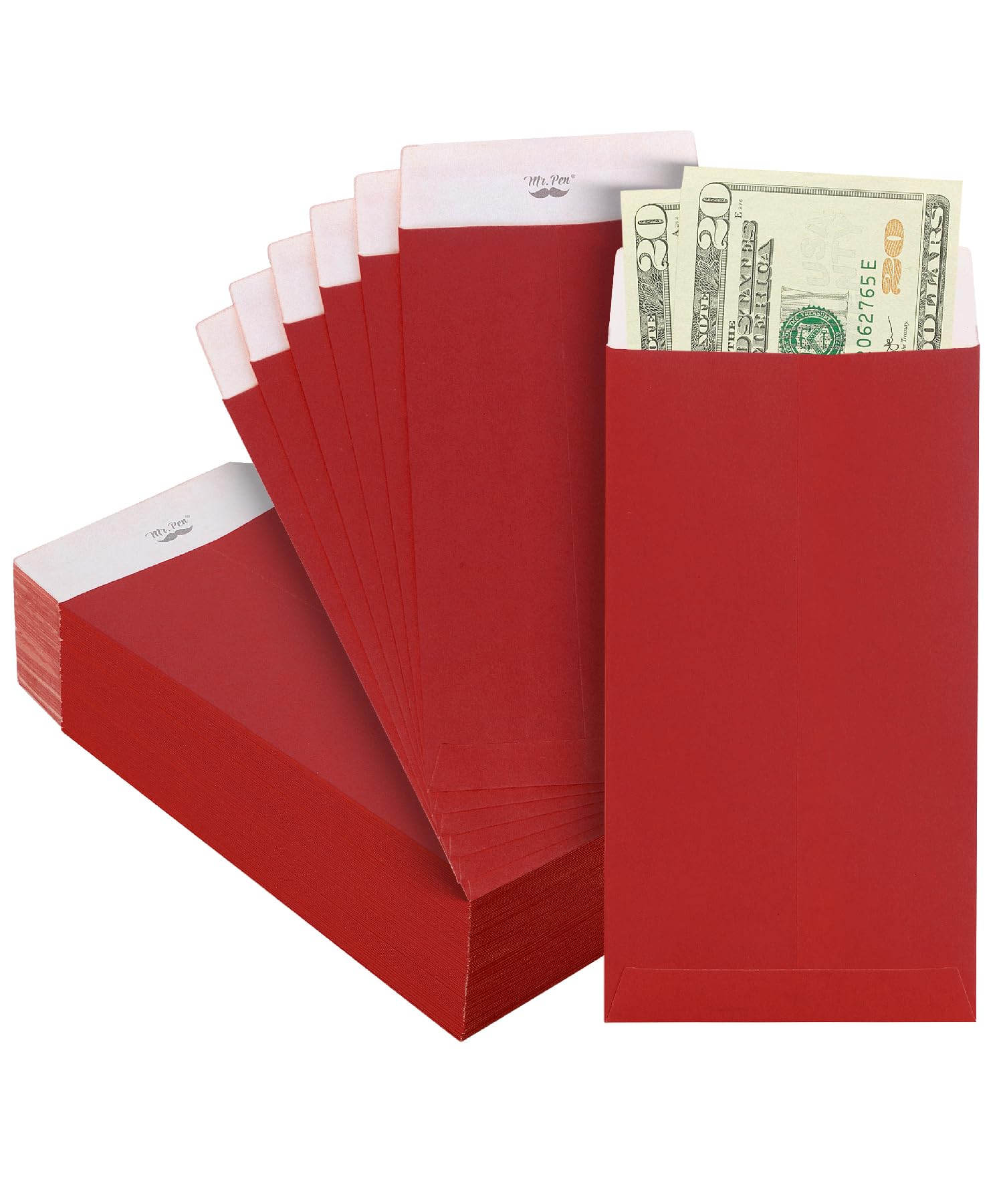 Mr. Pen- Money Envelopes for Cash, 100 Pack, 6.5" x 3.5", Red Clay Cash Envelopes Bulk