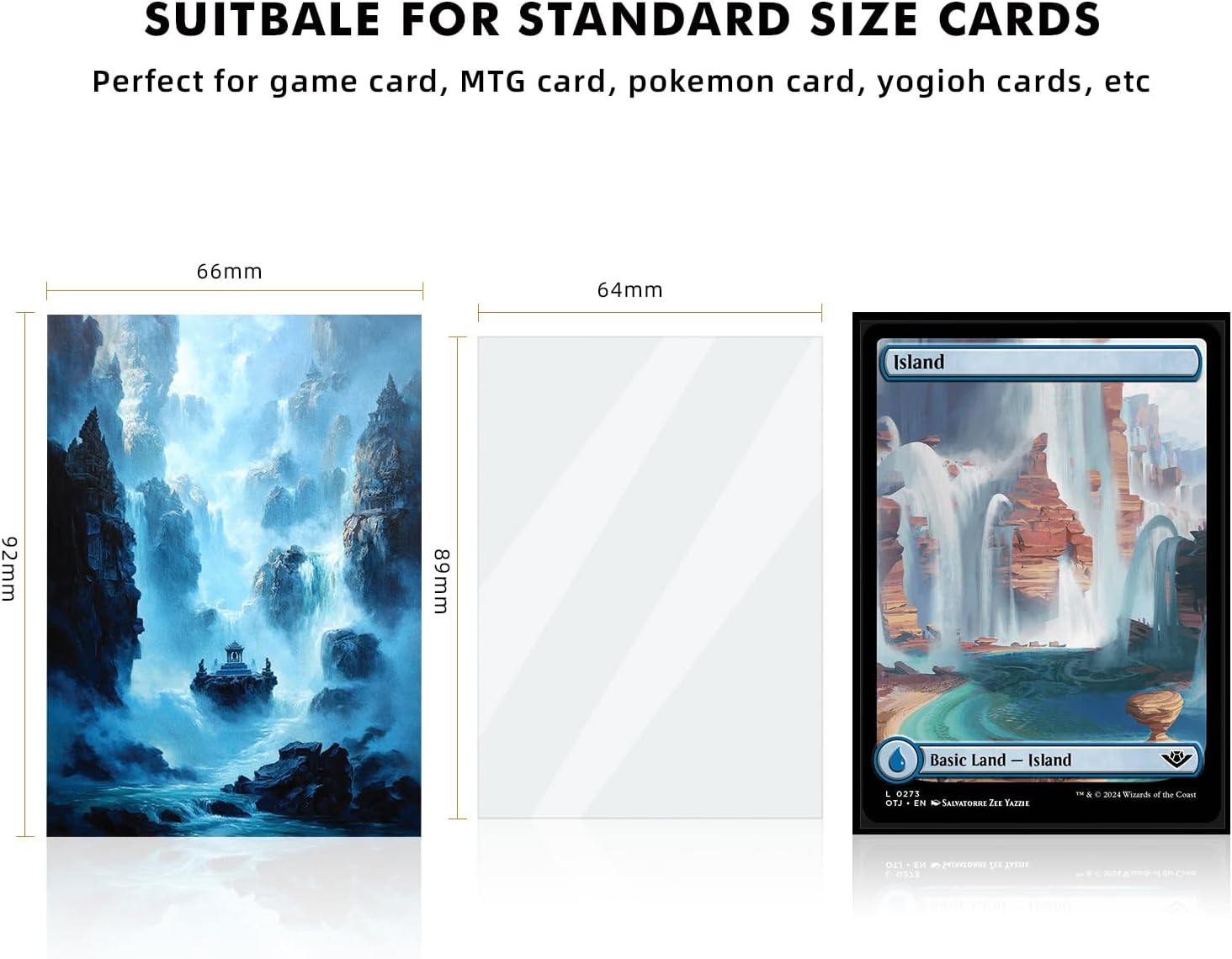 Katomula 100 Card Sleeves for MTG with 100 Inner Sleeve, Textured Back Art Sleeves, Fit Standard Size Cards - Island