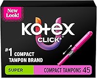 Vista 1 de U by Kotex Click - Tampones compactos, súper absorbencia, sin perfume, 45